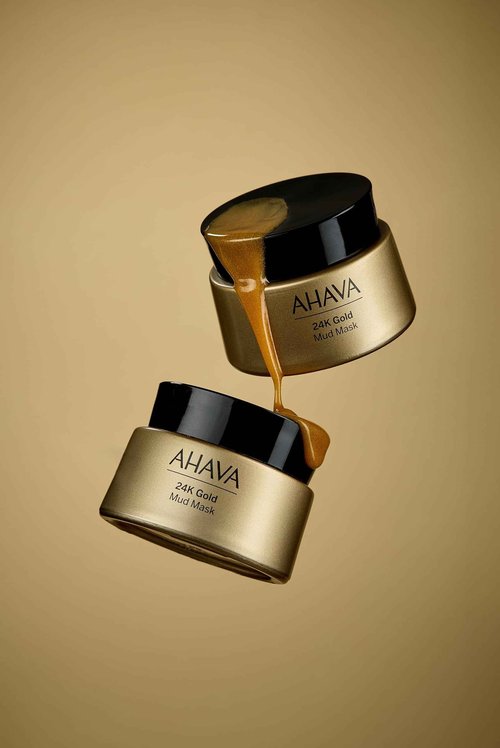 AHAVA 24K Gold Mineral Mud Mask - Luxury Mud Mask for Refined, Luminously Radiant Skin, Smoothes, Firms & Illuminates, includes 24K Gold, Osmoter, Dead Sea Mud, Matrixyl & Hyaluronic Acid, 1.7 Fl.Oz