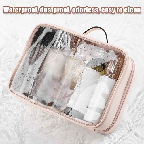 Lychii TSA Approved Toiletry Bag, Clear Travel Bag for Liquids Toiletries, Makeup Cosmetic Bag Organizer, Carry on Travel Accessories Essentials, Large Size, Pink