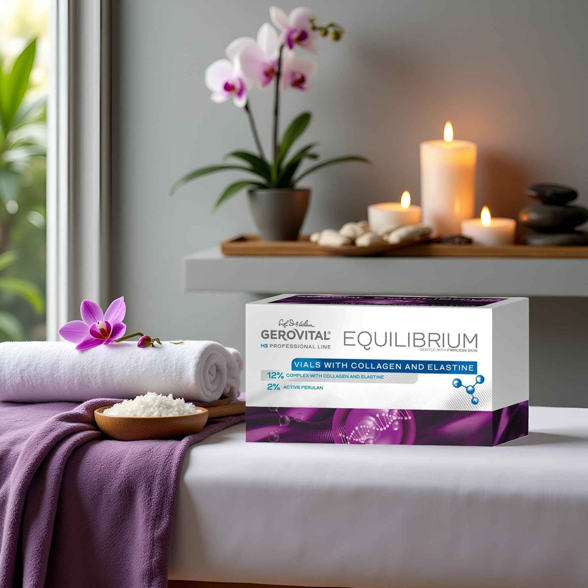 GEROVITAL EQUILIBRIUM - Ampoules with 12% Collagen and Elastin, Intensive Moisturising and Anti-Wrinkle Serum, Professional Product, 20 Ampoules x 2 ml