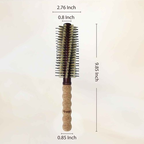TRENFI Professional Boar & Nylon Bristle Brush | Extra-Large Barrel for Rapid Blowouts | Perfect-Control Ergonomic Cork Handle | Sweeping Volume & Liquid Shine for Long, Thick & Coarse Hair