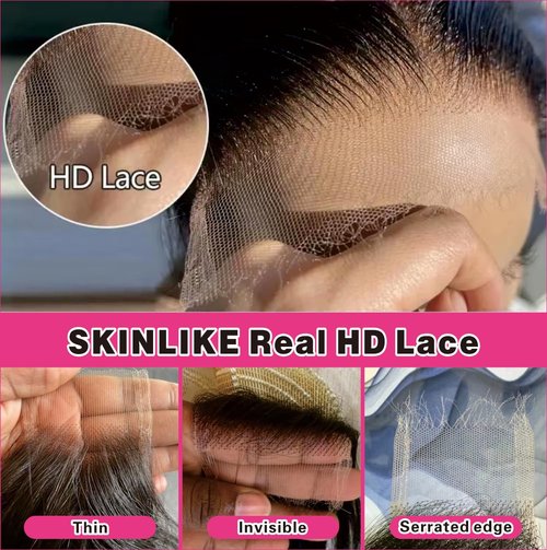 NIKISS 2x6 Skinlike Real HD Lace Closure Only, 0.095mm Ultra-thin Invisible HD Lace Pre Plucked Single Knot Natural Color Body Wave Human Hair Closure 22 Inch