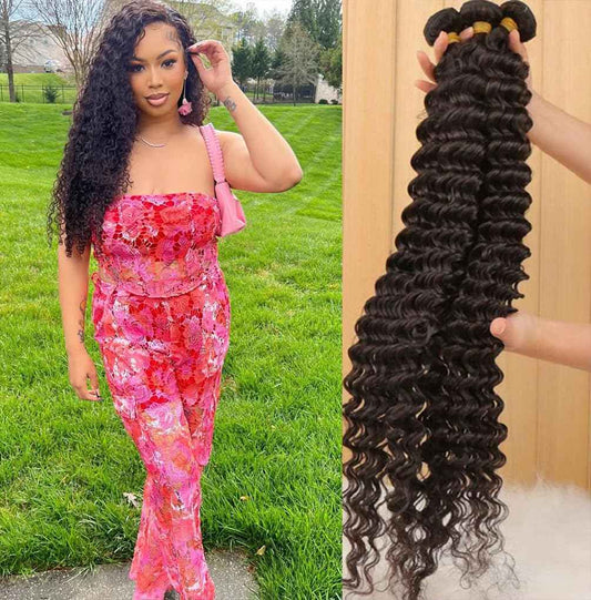 12A 3 Bundles Water Wave Human Hair (12 14 16 Inch) 100% Unprocessed Weave Brazilian Human Hair Bundles Full And Thick Virgin Hair Extensions Natural Color