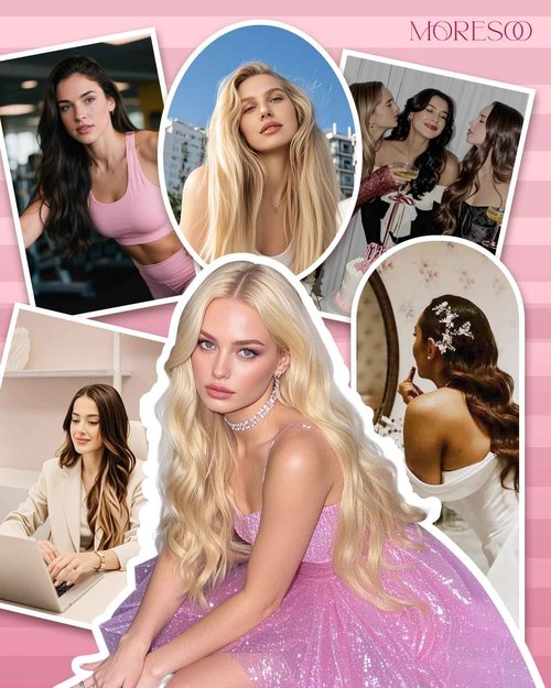 Moresoo Microlink Hair Extensions Human Hair 24 Inch Micro Loop Human Hair Extensions Dark Ash Blonde Highlight Light Blonde 50G/50S 24 Inch