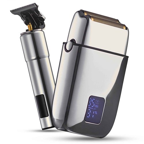 Hal&Hol Professional Cordless Electric Hair/Beard Trimmer and Foil Shaver for Men - Complete Barber Grooming Kit with Rechargeable Battery, Protective Case and 4 Guards, Gift for Men