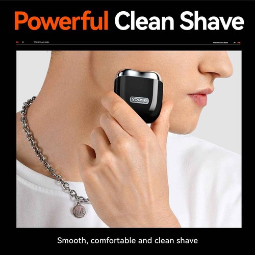 yoose Grooming Bundle: Nose Hair Trimmer Silver and Mini Shaver Black, Alloy, Portable, Cordless, IPX7 Waterproof, USB-C Rechargeable, Easy Cleaninig