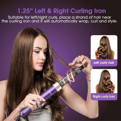 Vincofy 7 in 1 Blow Dryer Brush and Hair Dryer, Hot Hair Styler with Negative Ion 110,000 RPM Hair Straightener Brush for Fast Drying Straightening Curling Voluming, Suitable for All Types,Purple