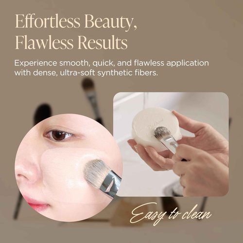 Piccasso FB17 Foundation Brush – Soft Makeup Brush for Liquid & Cream Foundation, Curved Bristles for Smooth and Flawless Face Makeup, Professional Tool for Base Layering, Korean Beauty Essential