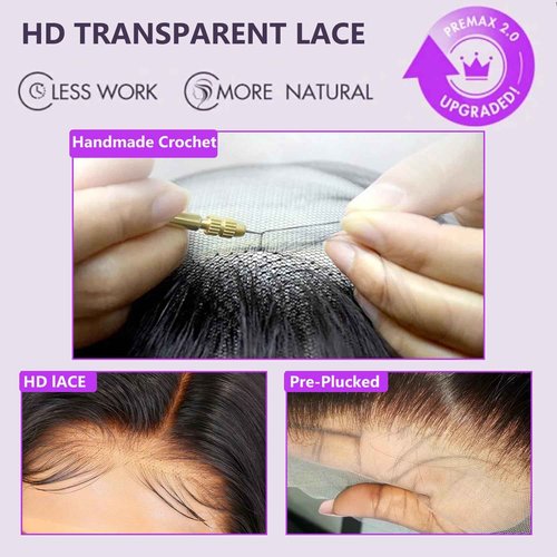 Samrabeauty 30 Inch 13x6 Lace Front Wigs Human Hair 200 Density Body Wave Lace Front Wigs Human Hair HD Lace Wigs for Women Pre Plucked Frontal Natural Black