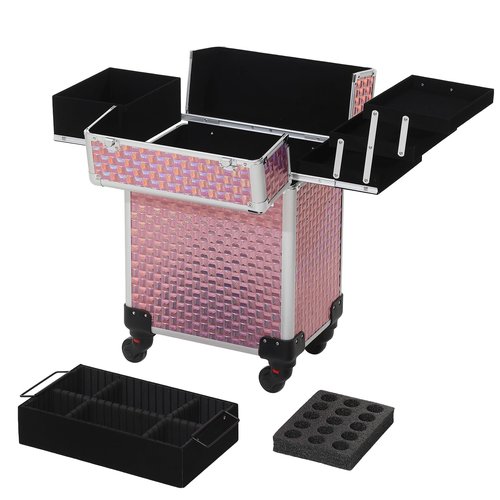 CHANNCASE Rolling Makeup Cart with Wheels for Cosmetics Storage (Pink)