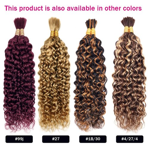 Water Wave Bulk Human Braiding Hair for Boho Braids Human Hair for Braiding No Weft 100% Unprocessed Brazilian Remy Bulk Human Hair 100g Two Bundles/Pack (Water #P1B/30, 24 Inch)