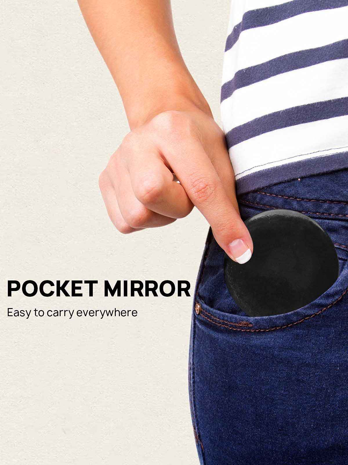 Getinbulk 72 Pcs Compact Small Makeup Mirror Bulk, Mini Travel Pocket Mirror for Purse Women Present Favor (Round, Black)