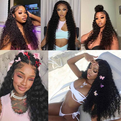 Silinli 200% Density 20 Inch 13x6 Deep Wave Lace Front Wigs Human Hair Curly HD Lace Front Human Hair Wig Pre Plucked 100% Real Human Hair No Synthetic Blend No Tangle No Shedding Triple Lifespan 3X
