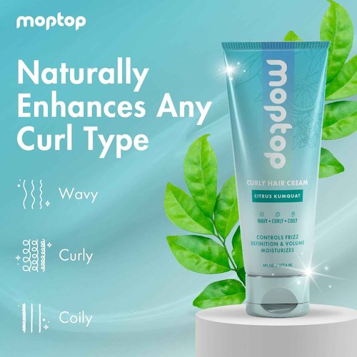 MopTop Curly Hair Products Set, Moisturizing Wavy Hair Routine, Leave-In Conditioner, Mongongo Oil, and Curly Cream and Gel, Defining Lightweight Hold, Women's Haircare Bundle
