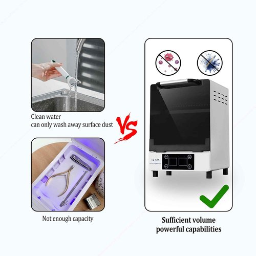 Henlivy Nail Tool cleaning cabinet, Large capacity Stainless Steel cleaning, with Drying Function, Temperature and Timer Control, up to 60 Minutes, 110V Power Supply