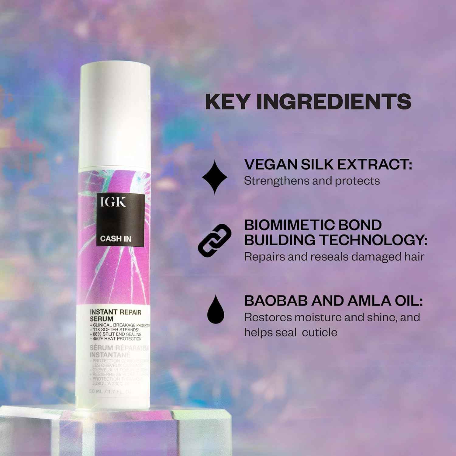 IGK Bond-Building Repair Set | ANTISOCIAL Bond-Building Dry Hair Mask + CASH IN Instant Repair Serum | Repair + Protect + Soften | Vegan + Cruelty Free | New and Improved Scent