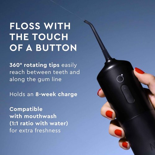Moon Cordless Water Flosser for Teeth Cleaning, Plaque Removal & Gum Health - Water Pick with Gentle or Deep Clean Mode, 4 Interchangeable Tips & 8 Week Charge - Safe for Braces (1 Count)