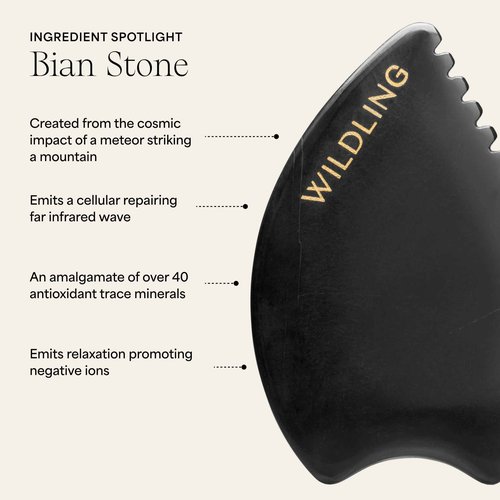 WILDLING Empress Stone Gua Sha Facial Stone I Facial Massage Stone to Lift, Plump, Tone + Sculpt I Patented Design Crafted with 100% Authentic Bian Stone