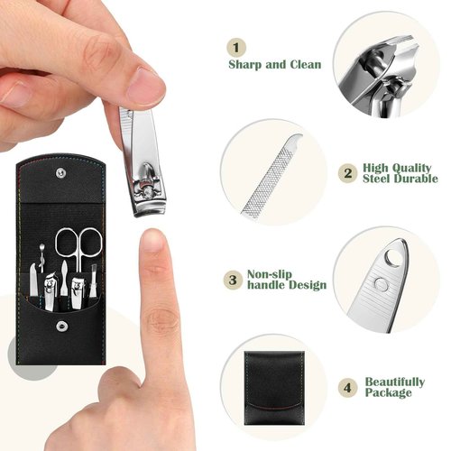 Leriton 70 Set Manicure Set Bulk Professional Nail Care Kit Nail Clippers Kit Stainless Steel Pedicure Set with Travel Case Multicolor Portable Grooming Kits Gifts for Men Women (7 in 1,3x3.9'')
