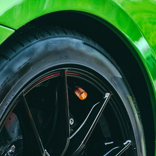 Tire Valve Stem Caps Cover - (5 Pack) Tire Air Cap N2 Nitrogen Metal with Plastic Liner Corrosion Resistant Leak-Proof for Car Truck Motorcycle Bike Orange