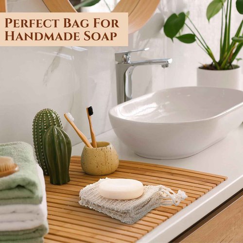 Rtteri 240 Pcs Soap Exfoliating Bag, Natural Sisal Soap Pouch Saver Body Shower Bar Mesh Body Net with Drawstring for Foaming and Drying