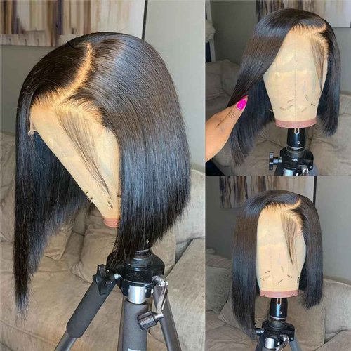 6x6 Bob Wig Human Hair (14 Inch) Straight Bob Closure Wigs Human Hair Brazilian Glueless Wigs Straight Short Bob Wigs for Black Women Pre Plucked with Baby Hair 180% Density