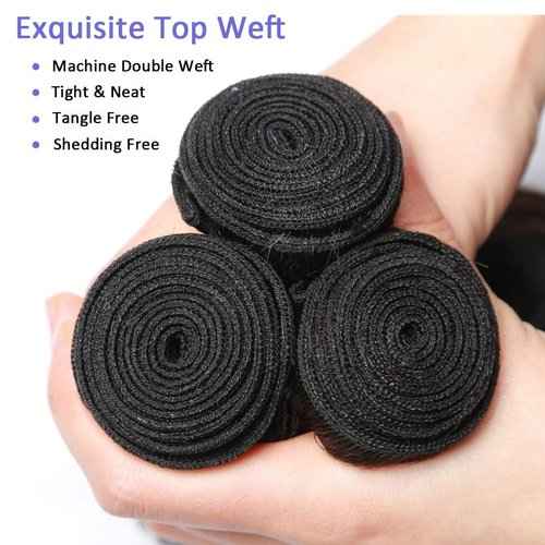 10A Body Wave Bundles Raw Real Human Hair Bundles 16 18 20 Inch 100% Unprocessed Brazilian Virgin Remy Human Hair Extensions 3 Bundles Wavy Hair for Black Women