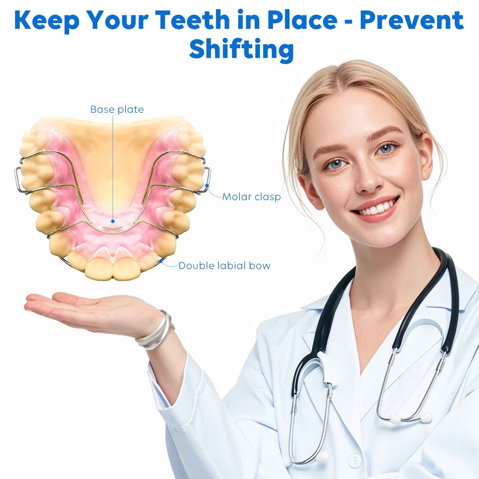 2 Custom Hawley Retainers for Teeth Retention – Comfortable & Durable Upper & Lower Retainers, Personalized Fit