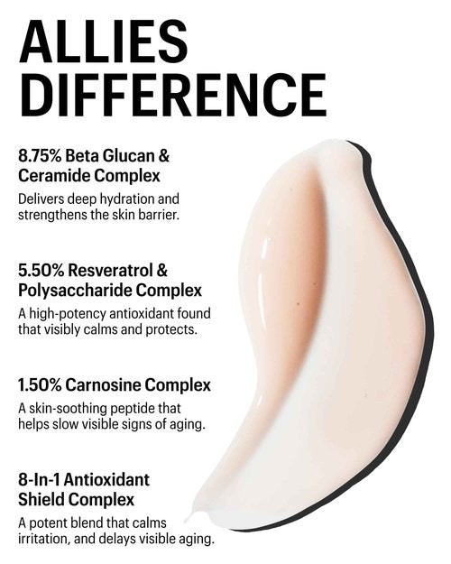 Allies of Skin Beta Glucan & Reservatrol Advanced Hydrating Serum | Plumping Face Serum with Ceramides, Peptides and Hyaluronic Acid | For Sensitive and Dry, Dehydrated Skin (1 Fl oz)