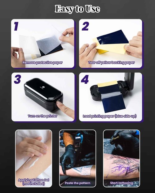 Phomemo TP31 Tattoo Stencil Printer -Mini Tattoo Printer Machine with 30pcs Transfer Paper,Small Portable Tattoo Machine for Beginners/Enthusiast/Artists,Easy to Use with Smartphone,Pad- Black
