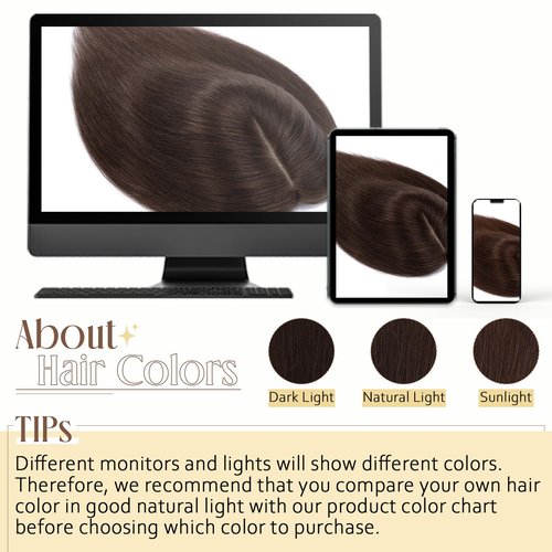 Elailite Human Hair Toppers for Women Real Human Hair Thin 4.7"x3.9" Silk Base Clip in Remy Hairpieces 10 Inch Jet Black