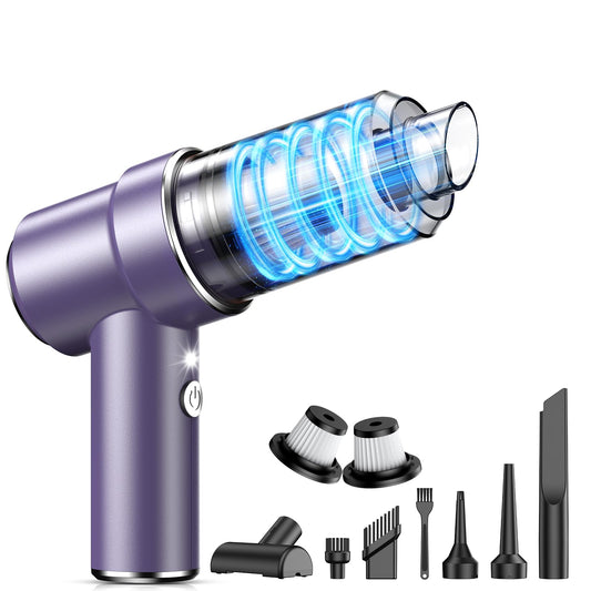 KMM Handheld Car Vacuum Cleaner, 11000PA Vacuum Cleaner & Air Duster, 120W High Power Vacuum Portable Cordless, Hand Held Vacuum Rechargeable with Multi-Nozzles & LED Light for Home, Car, Office