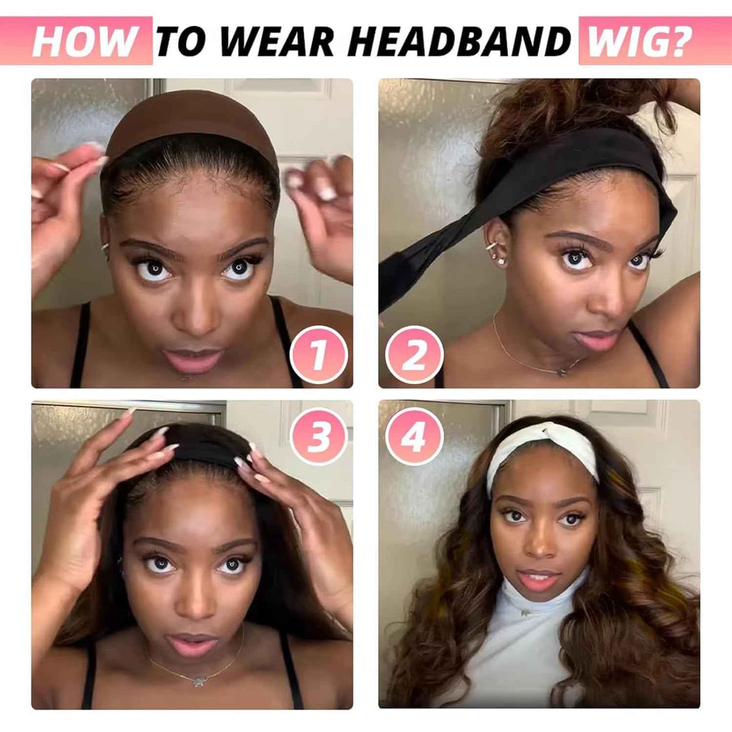 Ghaadd Headband Wig Human Hair Body Wave Headband Wigs for Black Women human hair 1b/30 color Wear and Go Glueless Wig 100% Brazilian Virgin Human Hair Headband wig 150% Density(20inch)