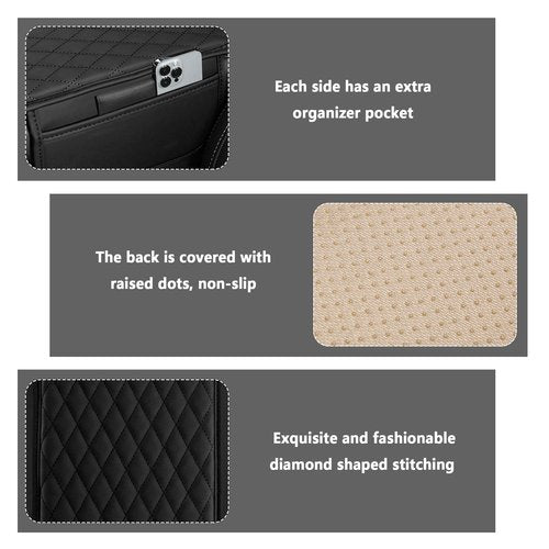 Upgraded Car Center Console Cover,Microfiber Leather Car Armrest Cover Cushion with 2 Storage Bags,Car Armrest Storage Box Interior Accessories for Most Vehicles (Black)