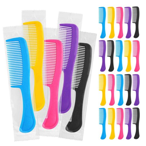 500pcs Combs In Bulk Individually Wrapped, Colorful Hair Combs, Bulk Combs For Homeless Individually Wrapped For Women,Kids,Hotel,Airbnb,Shelter,Homeless(black,yellow,pink,blue,purple)