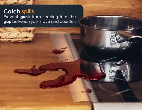 Linda's Essentials Silicone Stove Gap Covers (2 Pack), Heat Resistant Oven Gap Filler Seals Gaps Between Stovetop and Counter, Easy to Clean Stove Gap Guard (21 Inches, Clear)