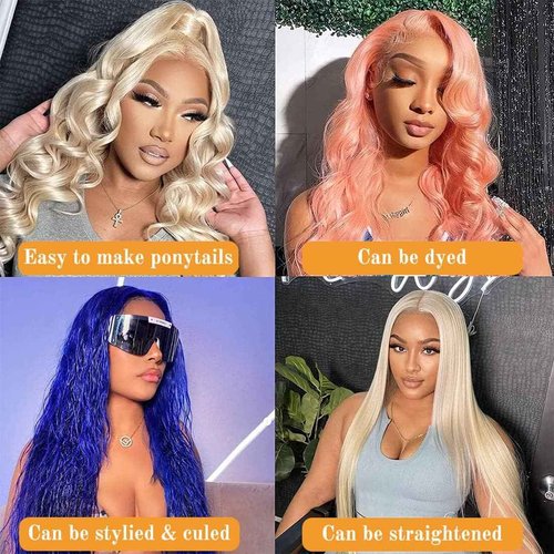 Xsilu 613 Lace Front Wig Human Hair 13x4 Body Wave 613 HD Lace Frontal Wig Human Hair Pre Plucked Blonde Lace Front Wigs Human Hair 12A 613 Human Hair Wig Transparent Lace 200 Density 24Inch