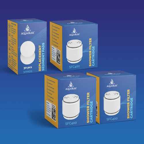 AquaBliss SFC400 HD Revitalizing Filter Cartridge 3pcs w/ 30pc Pack of Sediment Pads (Exclusive Bundle)