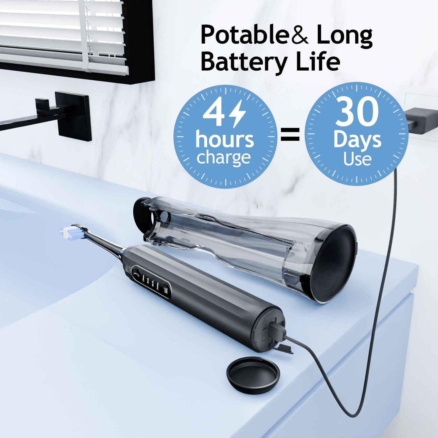 Pinkart 3 in 1 Electric Toothbrush with Water Flosser Combo for Adults, Toothbrush Flosser Combo in One, 8 Brush Heads, Flosser Tip, 180ML Water Tank, Rechargeable Portable Oral Irrigator (Black)