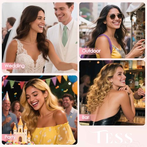 TESS Clip in Hair Extensions Human Hair with Single Clip Lace Weft Straight Highlight Add Volume 6 Pcs 6 Clips, 22 Inch, Chocolate Brown Mixed Light Brown