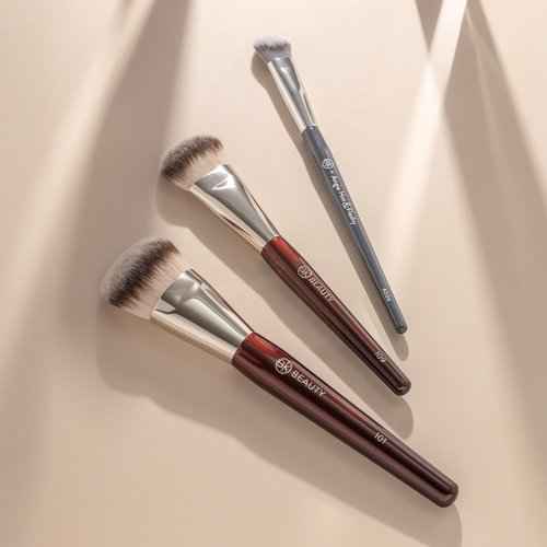 BK Beauty Brushes Set - A506, 109 & 101 Concealer, Contoured Foundation, and Mini Foundation Brushes - Essential Makeup Brush Trio for Flawless Application
