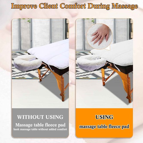 Oudain 2 Sets Quilted Fleece Massage Table Pad Set, Natural, Soft, 76 x 34 Inch Spa Massage Table Pad, Includes Pad and Face Rest Cover Professional Thick for Massage Tables Spa, Beauty Salon