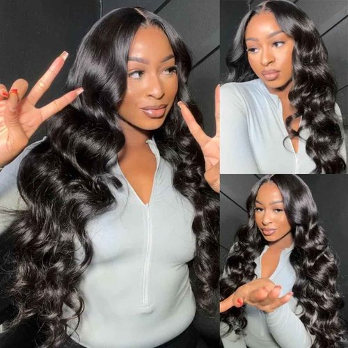 Body Wave Bundles Human Hair 20 22 24 Inch Human Hair Bundle 100% Unprocessed Brazilian Virgin Hair 3 Bundles Human Hair Extensions for Black Women Natural Color
