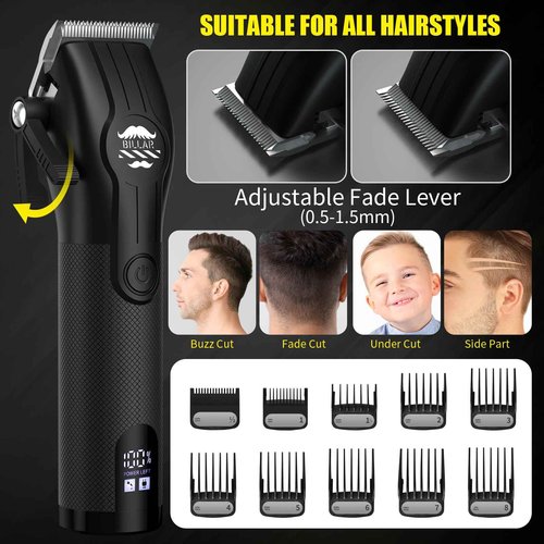 BILLAR Professional Barber Clippers and Trimmer Set - Foil Shaver Professional Hair Clippers for Men, Mens Cordless Hair Clipper for Barbers Haircut Kit（Black）