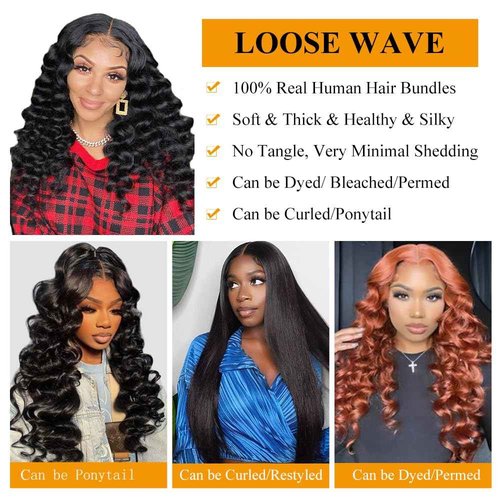 QTHAIR 16A 13x4 HD Lace Frontal Human Hair Loose Wave Frontal Pre Plucked with Baby Hair Ear to Ear Transparent Lace Closure 100% Unprocessed Brazilian Virgin Human Hair (20inch)