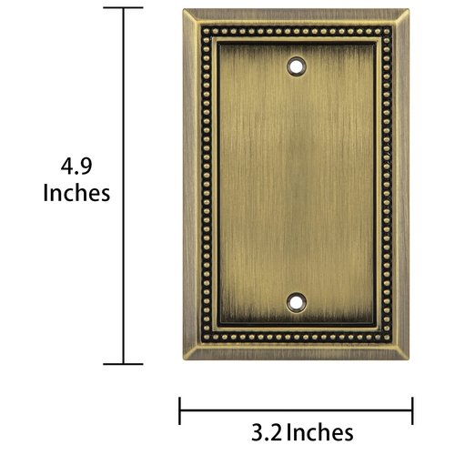 Henne Bery Sunken Pearls Heavy Duty Decorative Wall Plate Switch Plate Outlet Cover (Single Blank, 2 Pack, Antique Brass)