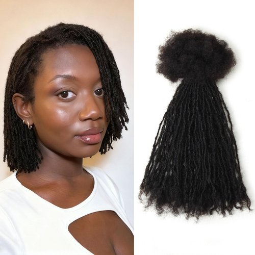 Beauday 8 inch 40 Stands Sisterlocks Loc Extensions Human Hair, 0.2cm Width 100% Human Hair Micro Dreadlock Extensions, Soft Human Hair Dreads Extensions, Natural Black (8 inch 40 Strands, 1B 0.2cm)