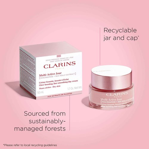 Clarins Multi-Active Day Moisturizer with Niacinamide | Smooth Fine Lines | Visibly Tighten Pores | Even Tone and Texture | Boost Glow | Strengthen Moisture Barrier | Dry Skin Type | 1.7 Ounces