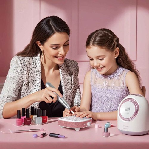 CHRISTINE SHELLY Nail Dust Collector, Cordless Dust Collector Nail Tech, Compact Powerful 6000RPM Nail Vacuum Fan Rechargeable Dust Extractor for Acrylic Gel Polish Manicure Pedicure for Home, Pink