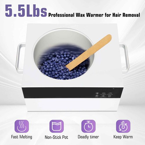 5.5lb Wax Pot for Hair Removal,Professional Wax Warmer with Adjustable Temperature 0-135℃(32-275℉) for Spa Salon Beauty Esthetician Home,Large Wax Pot Used for Face, Legs and Body