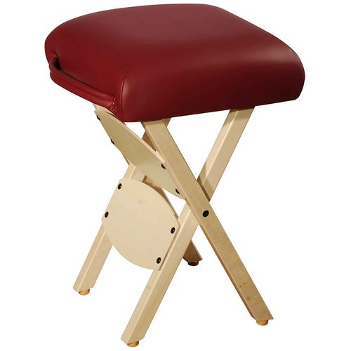 Master Massage Wooden Portable Folding Massage Stool- Lightweight Wood Foldable Tattoo Stool-Portable Tattoo Stool-Mobile Chair Seat Easy to Carry, Burgundy